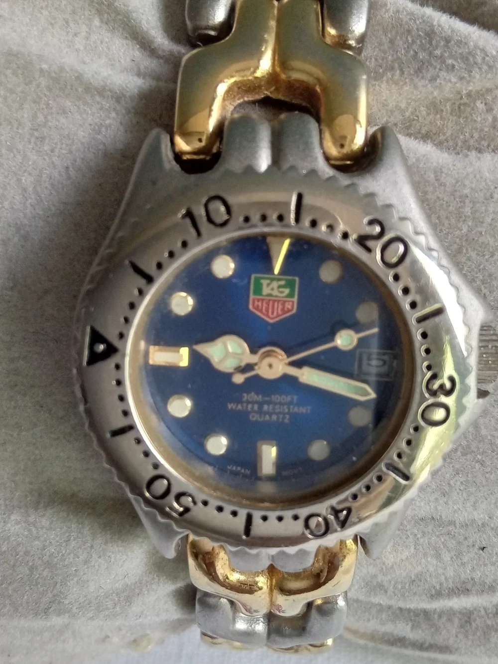 TAG Heuer Link Professional Blue Dial Two Tone Gold Silver Watch Swiss Watch